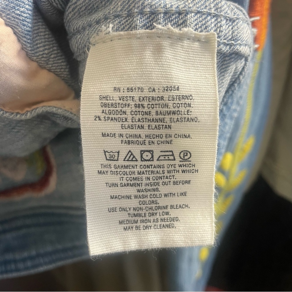 Anthropologie Pilcro & the letterpress embroidered Jean denim jacket floral sun - Picture 12 of 12